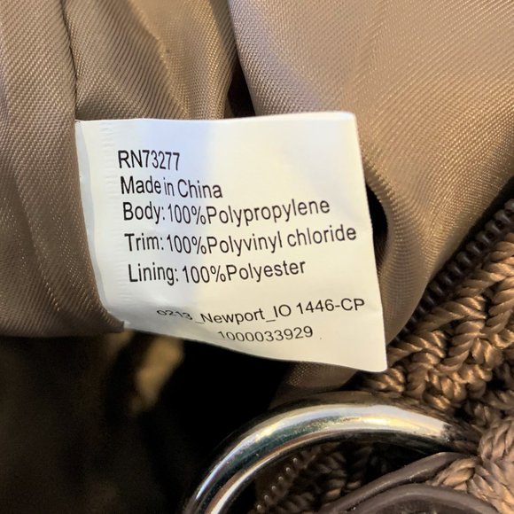 Saks Taupe Brown Crochet Shoulder Bag Tote - Picture 13 of 14